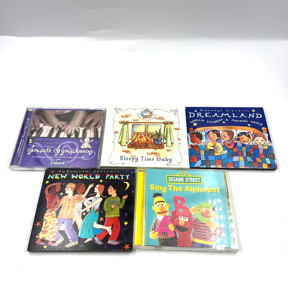 Vintage Lot 5 Disc CD Music Kids Sesame Street Dreamland New World Party - Picture 1 of 7